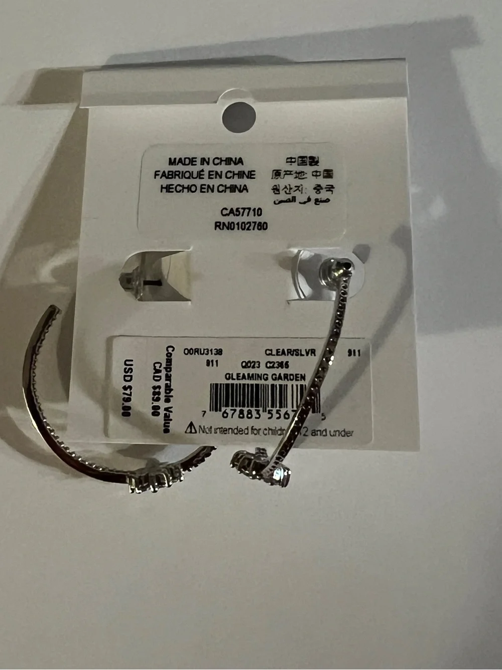 Kate Spade Silver Gleaming Garden CZ Floral Hoop Earrings New In Package